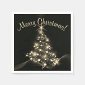Gouden Glans Van Sterren Op Kerstboom Donker Servet (Voorkant)