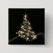 Gouden Glans Van Sterren Op Kerstboom Donker Vierkante Button 5,1 Cm (Voorkant)