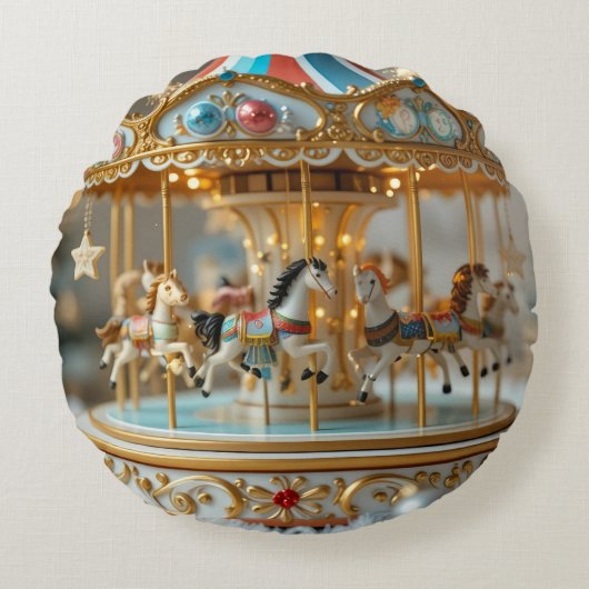 gouden glanzende carrousel rond kussen (Voorkant)