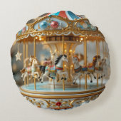 gouden glanzende carrousel rond kussen (Achterkant)