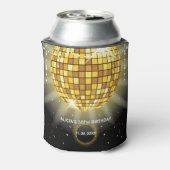 Gouden Glanzende Discobal Zwarte Verjaardag Blikjeskoeler (Blikje Achterkant)