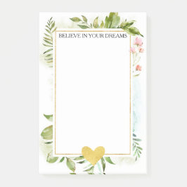 Gouden Glanzende Hart Bloemen en Bladeren Post-it® Notes