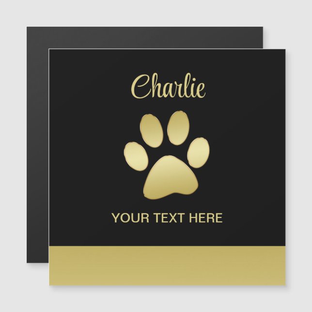 Gouden glanzende hondenpoot op zwarte achtergrond (Voorkant / Achterkant)