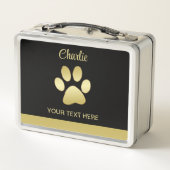 Gouden glanzende hondenpoot op zwarte achtergrond (Achterkant)