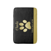 Gouden glanzende hondenpoot op zwarte achtergrond badmat (Voorkant Verticaal)