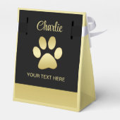 Gouden glanzende hondenpoot op zwarte achtergrond bedankdoosjes (Achterkant)