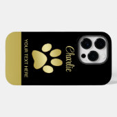 Gouden glanzende hondenpoot op zwarte achtergrond Case-Mate iPhone case (Achterkant (horizontaal))