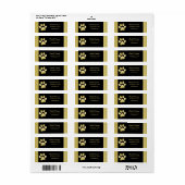 Gouden glanzende hondenpoot op zwarte achtergrond etiket (Full Sheet)