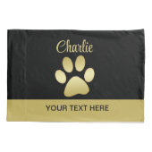 Gouden glanzende hondenpoot op zwarte achtergrond kussensloop (Achterkant)