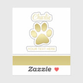 Gouden glanzende hondenpoot op zwarte achtergrond sticker (Vel)