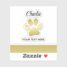 Gouden glanzende hondenpoot op zwarte achtergrond sticker