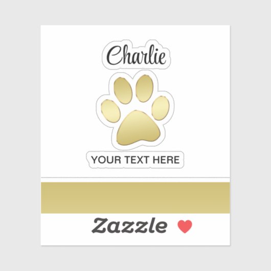 Gouden glanzende hondenpoot op zwarte achtergrond sticker (Vel)