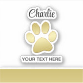 Gouden glanzende hondenpoot op zwarte achtergrond sticker (Voorkant)