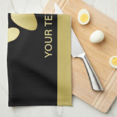 Gouden glanzende hondenpoot op zwarte achtergrond theedoek (Quarter Fold)