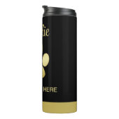 Gouden glanzende hondenpoot op zwarte achtergrond thermosbeker (Geroteerd rechts)