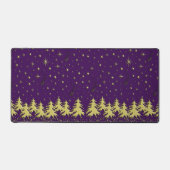 Gouden glanzende kerstboom op Stars Paarse Sky Bureaumat (Voorkant)