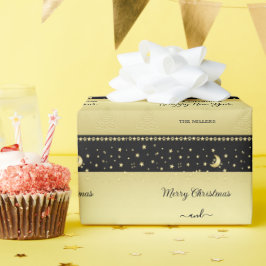 Gouden glanzende kerststerren, poten op goud & zwa cadeaupapier