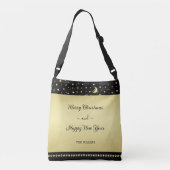 Gouden glanzende kerststerren, poten op goud & zwa crossbody tas (Achterkant)