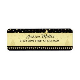 Gouden glanzende kerststerren, poten op goud & zwa etiket