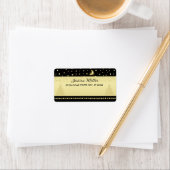 Gouden glanzende kerststerren, poten op goud & zwa etiket (Insitu)