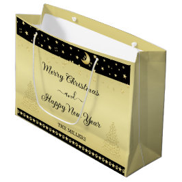 Gouden glanzende kerststerren, poten op goud & zwa groot cadeauzakje