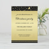 Gouden glanzende kerststerren, poten op goud & zwa kaart (Staand voorkant)