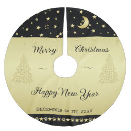 Gouden glanzende kerststerren, poten op goud & zwa kerstboom rok