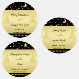 Gouden glanzende kerststerren, poten op goud & zwa labels