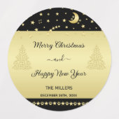 Gouden glanzende kerststerren, poten op goud & zwa labels (Design 1)