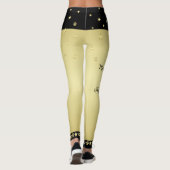 Gouden glanzende kerststerren, poten op goud & zwa leggings (Achterkant)