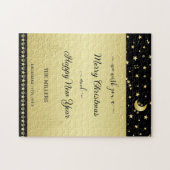 Gouden glanzende kerststerren, poten op goud & zwa legpuzzel (Horizontaal)