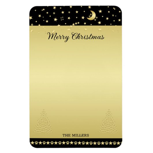 Gouden glanzende kerststerren, poten op goud & zwa magneet (Verticaal)