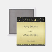 Gouden glanzende kerststerren, poten op goud & zwa magneet (Voorkant / Achterkant)