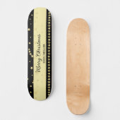 Gouden glanzende kerststerren, poten op goud & zwa persoonlijk skateboard (Voorkant)