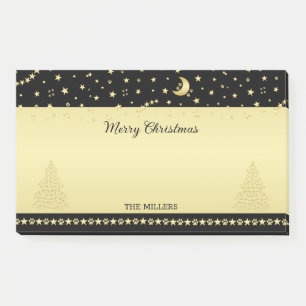Gouden glanzende kerststerren, poten op goud & zwa post-it® notes