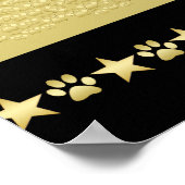 Gouden glanzende kerststerren, poten op goud & zwa poster (Hoek)