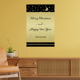 Gouden glanzende kerststerren, poten op goud & zwa poster