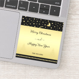 Gouden glanzende kerststerren, poten op goud & zwa sticker