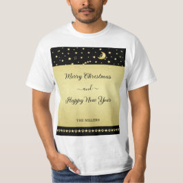 Gouden glanzende kerststerren, poten op goud & zwa t-shirt