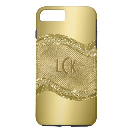 Gouden glanzende look met faux diamanten patroon Case-Mate iPhone case (Achterkant)