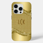 Gouden glanzende look met faux diamanten patroon Case-Mate iPhone case (Achterkant)