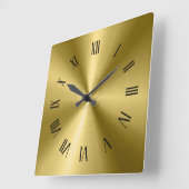 Gouden glanzende metalen textuur Romeinse cijfers Vierkante Klok (Hoek)