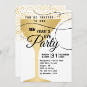 Gouden Glas Confetti Witte Oud en Nieuw Feest 2019 Kaart (Voorkant / Achterkant)