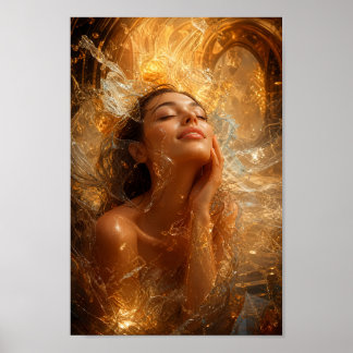 Gouden Glas Sereniteit Muur Decoratie Poster