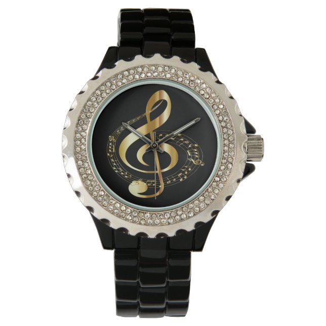 Gouden Glef Dames Strass Horloge (Voorkant)
