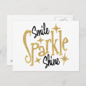 Gouden glimlach schittert positieve inspiratie briefkaart (Voorkant / Achterkant)
