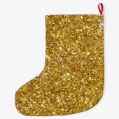 Gouden glinster glitterpatroon grote kerstsok (Achterkant)