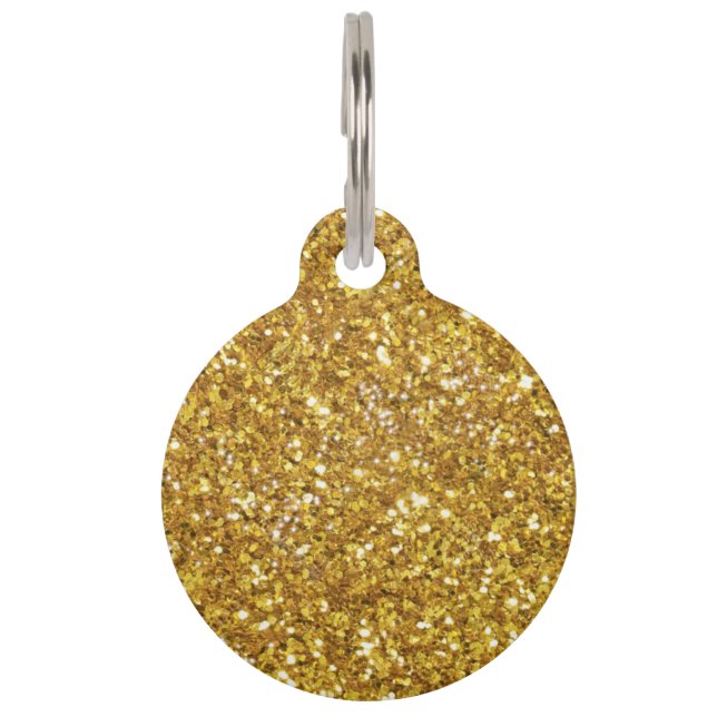 Gouden glinster glitterpatroon huisdierpenning (Voorkant)