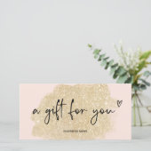 gouden glinsterend hart logo roze cadeaubon (Staand voorkant)