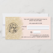 gouden glinsterend hart logo roze cadeaubon (Achterkant)